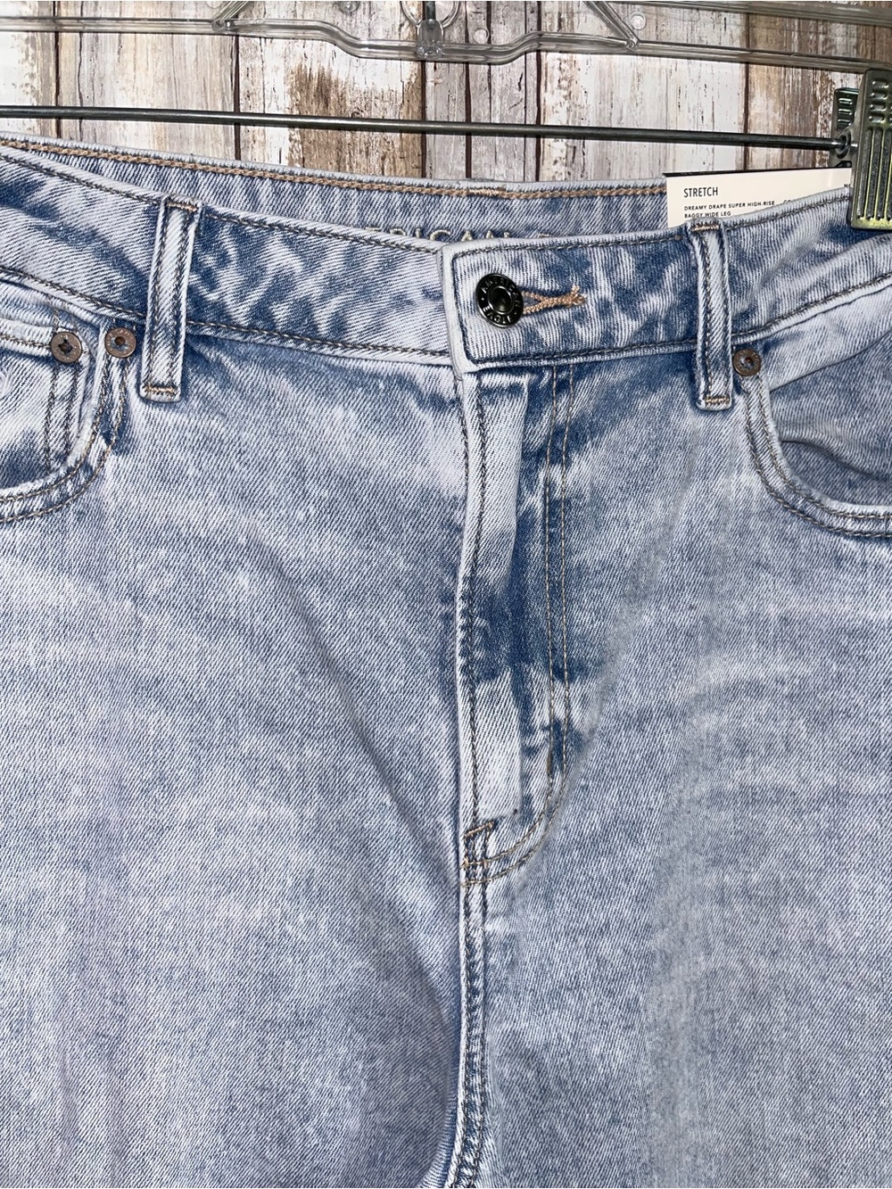 American Eagle Dreamy Drape Baggy Wide Leg Jeans High Rise 10 X-Long NWT - Picture 4 of 6